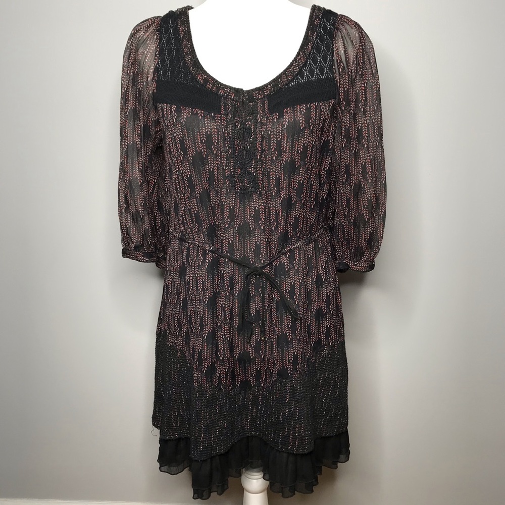 Free People | Semi-Sheer Tunic Dress w/ Front Tie - Picture 2 of 7